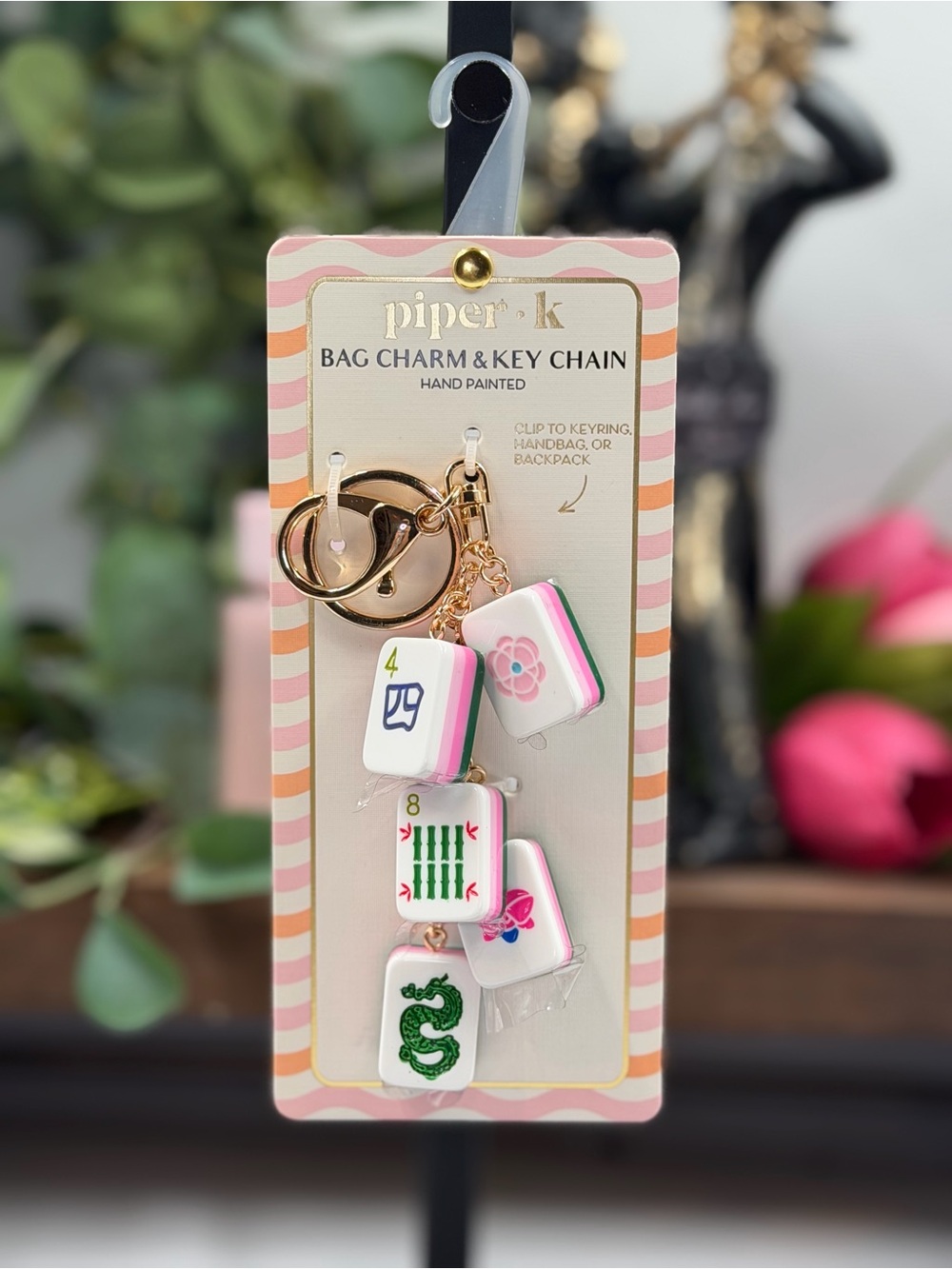 Piper.K Hand Painted Bag Charm & Keychain Mahjong Tiles